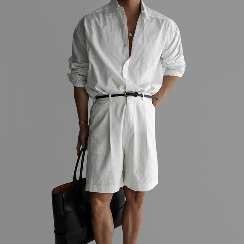 Men's Fashion Solid Color Straight Suit Shorts MTA1691E8Z