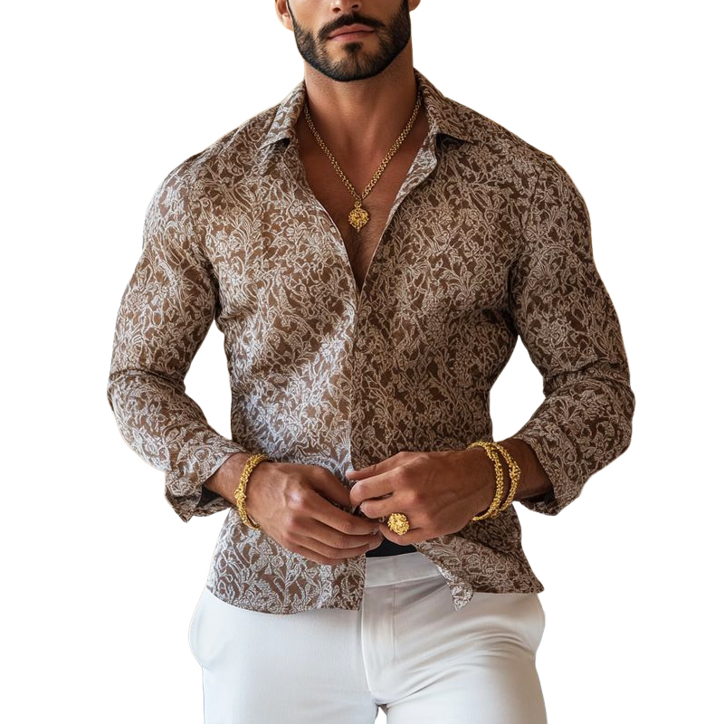 Men's Classic Long Sleeves Lapel Stripe Shirt