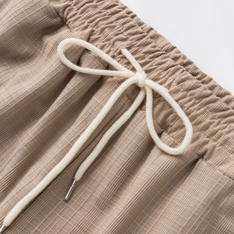 Men's Textured Drawstring Solid Color Casual Pants MTA1192F2X