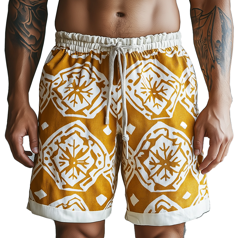 Men's Summer Fashion Printed Polyester Blended Casual Shorts MTA0986F1P