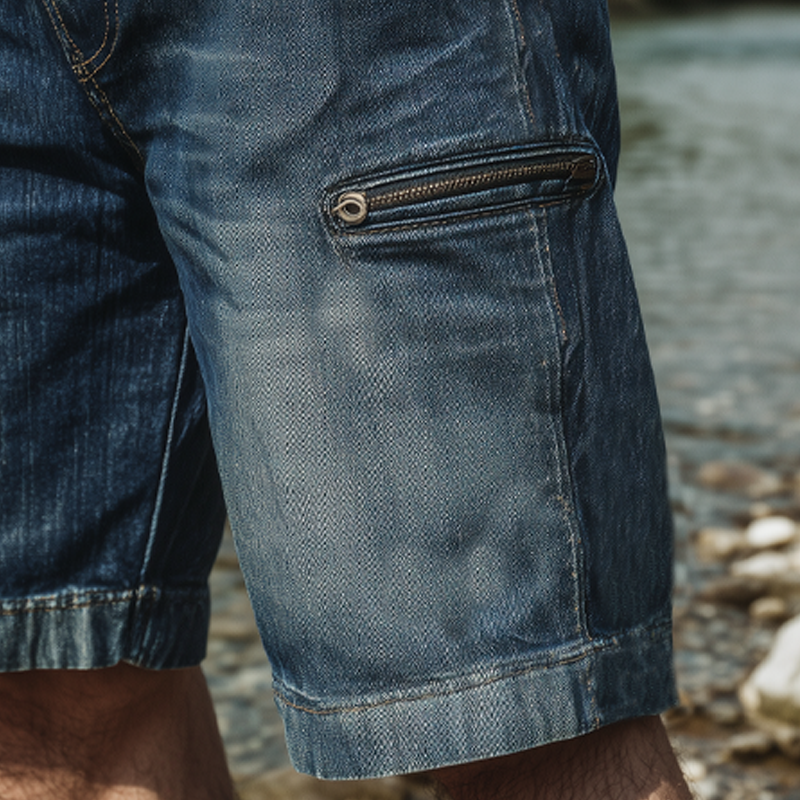 Men's Summer Loose Vintage Knee-Length Denim Shorts MTA1877F9U