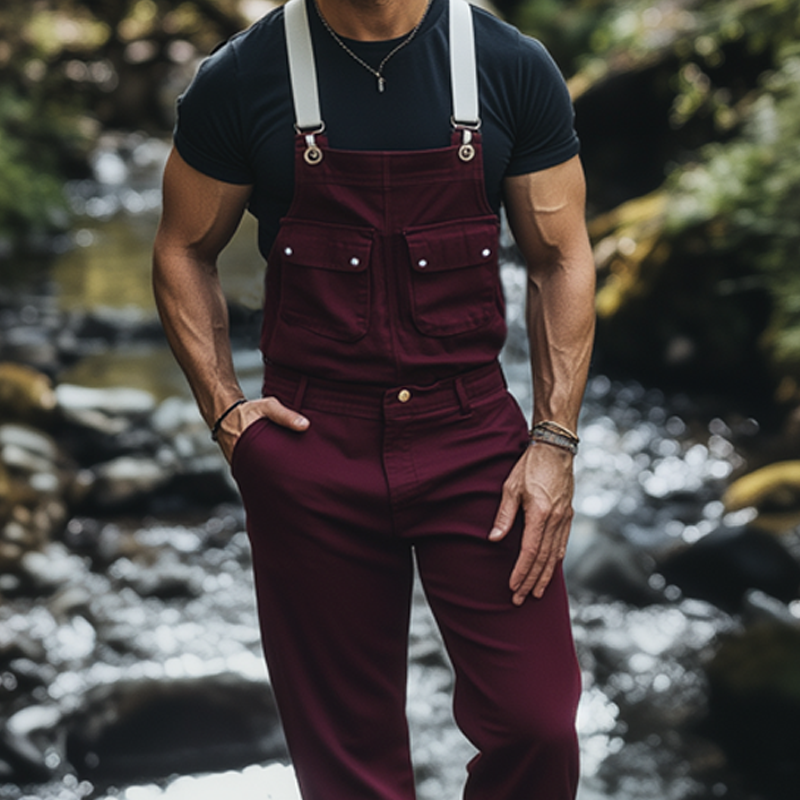 Men's Spring And Autumn Retro Multi-Pocket Overalls MTA1101F0U