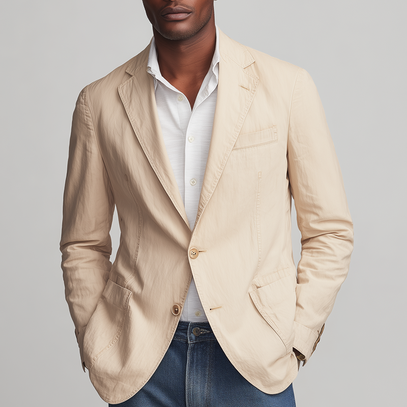 Men's Simple Washed Cotton Suit Jacket MTA0122H3P