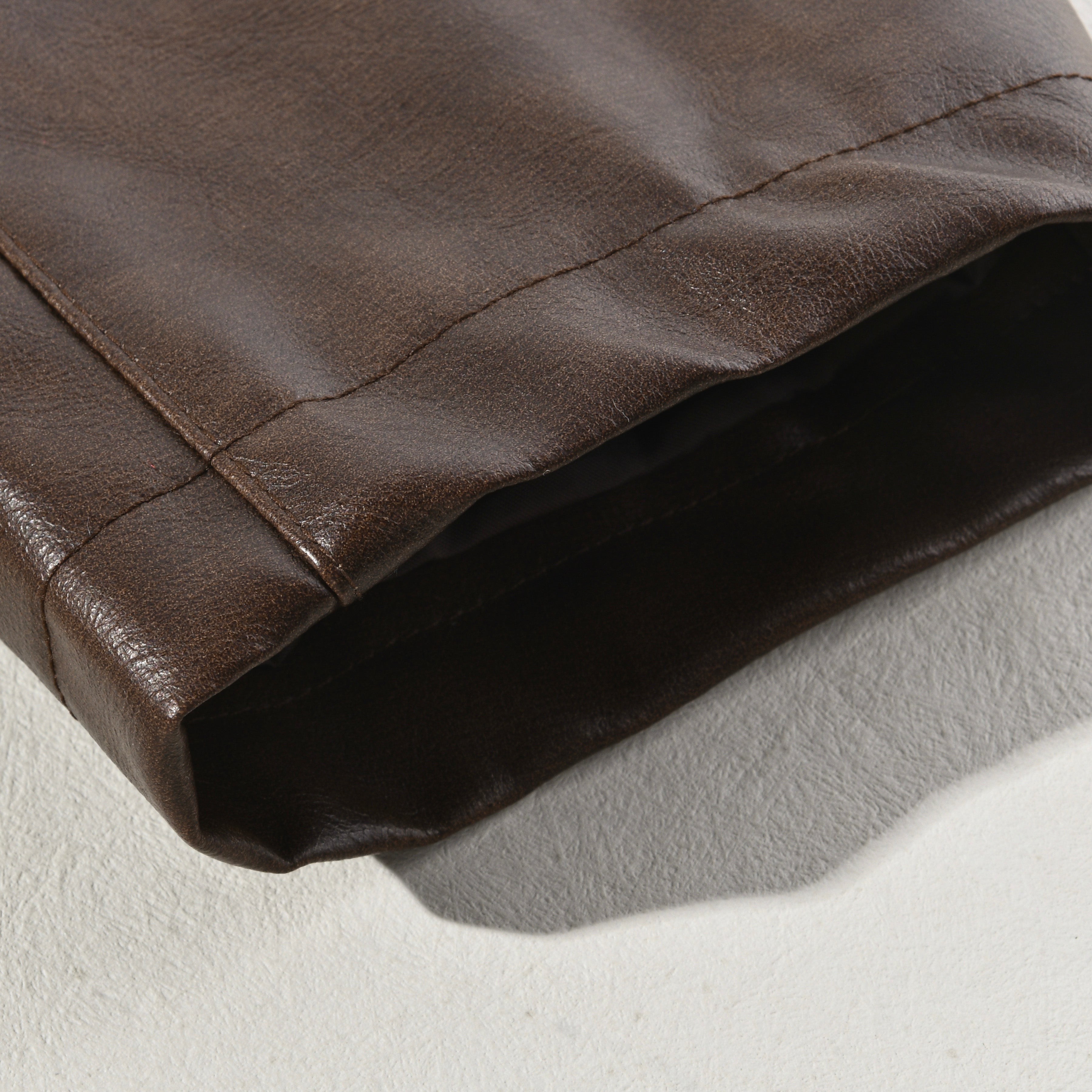 Men's Vintage Zipper Leather Jacket 09536541U