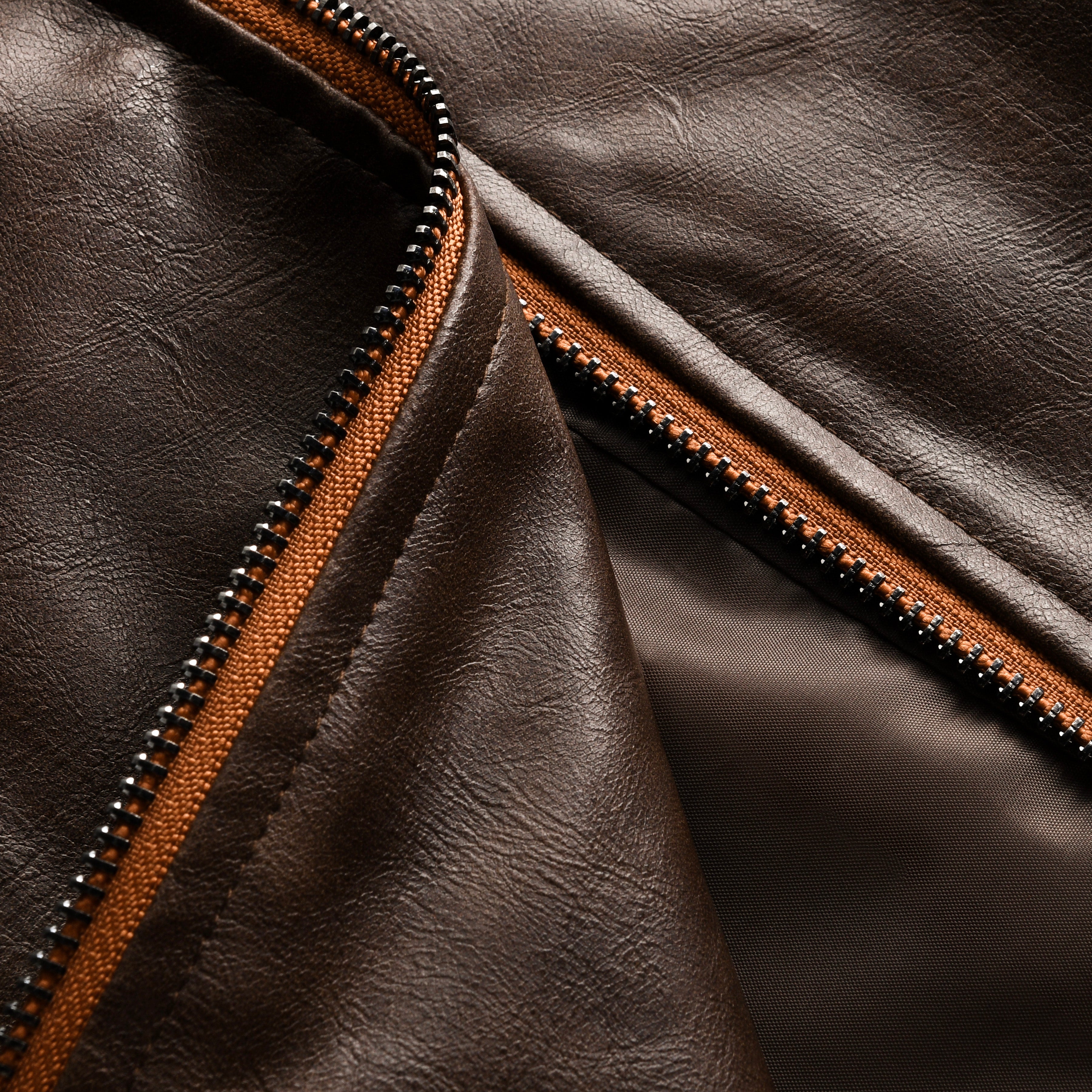 Men's Vintage Zipper Leather Jacket 09536541U