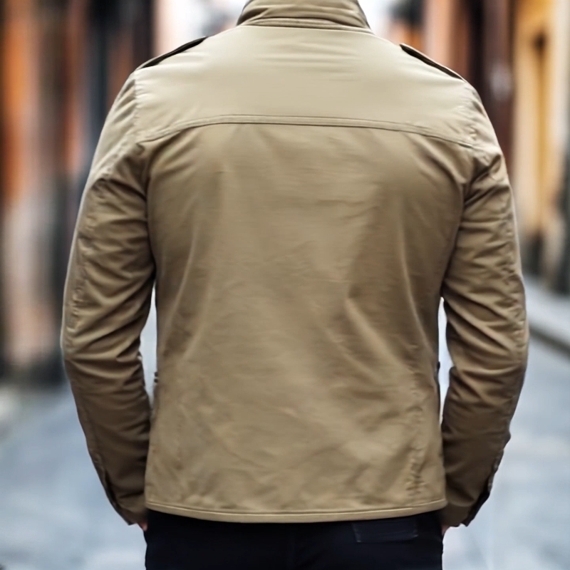 Men's Retro Casual Cotton Washed Wear-resistant Multi-pocket Workwear Stand Collar Jacket MTA2495I9TO