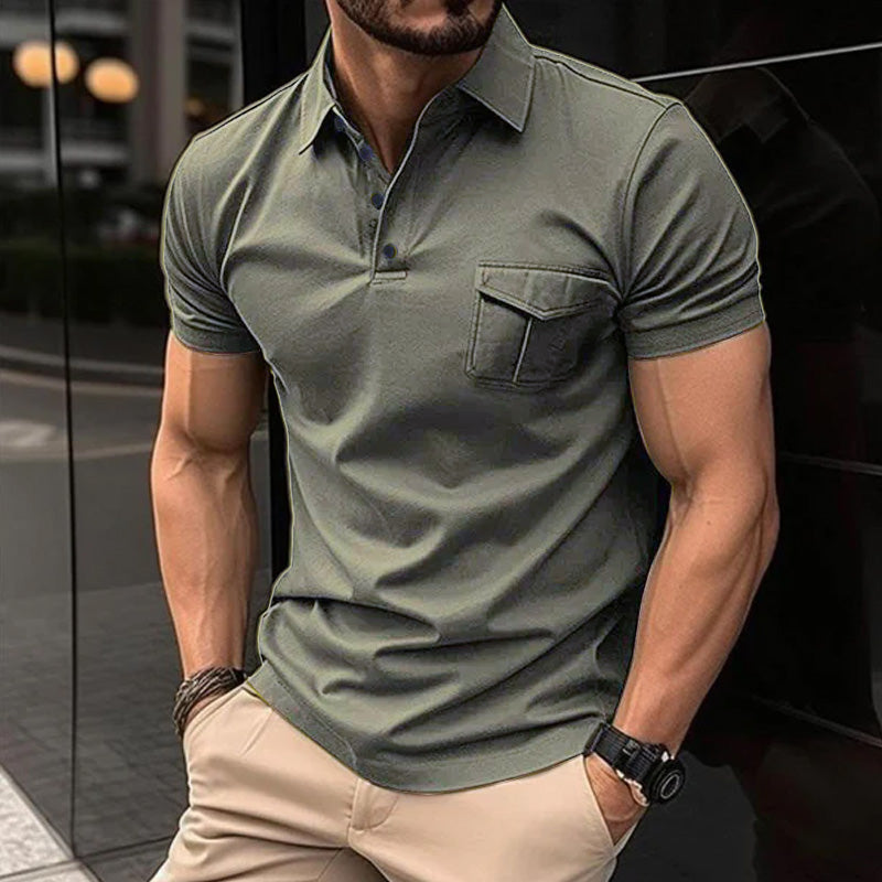 【CLEARANCE】Men's Casual Slim Lapel Short Sleeve Polo Shirt 18107009M