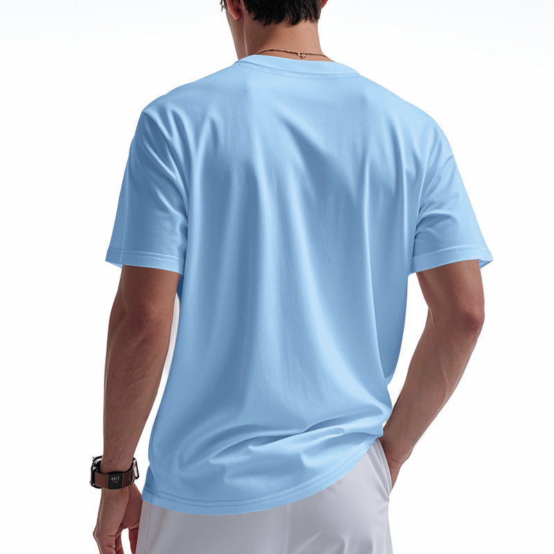 Men's Solid Color Cotton V-Neck Short Sleeve T-Shirt MTA0144D2X