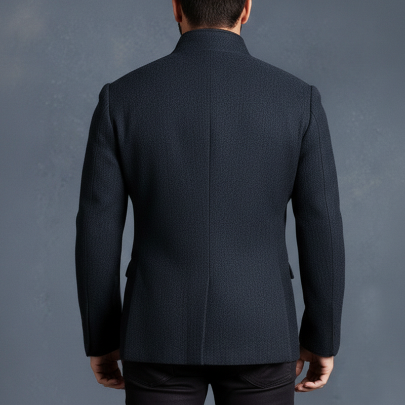 Men's Classic Dark Blue Twill Single-slit Denim Jacket MTZ1303A9U