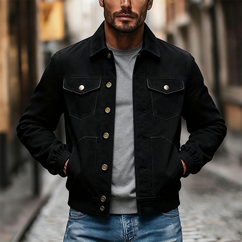Men's Vintage Motorcycle Style Faux Suede Slim Fit Jacket MTA2419J4X