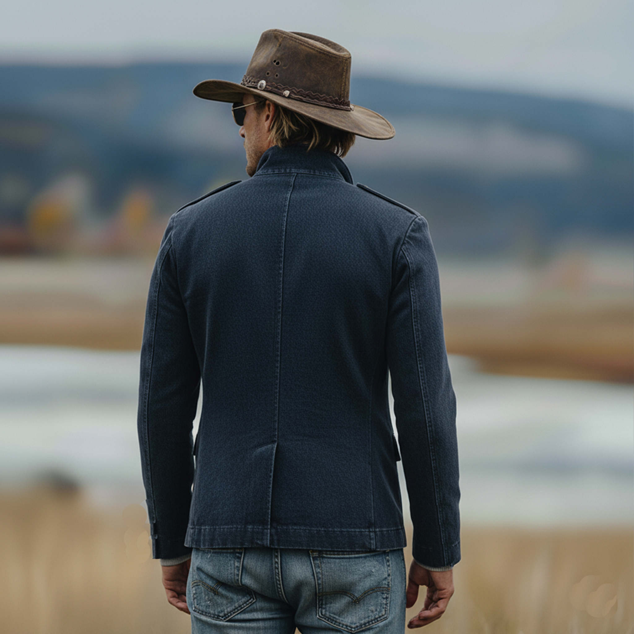 Men's Classic Casual Stand-collar Epaulet Washed Cotton Blend Jacket MTA1679L8K