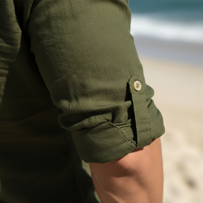 Men's Spring/Summer Fashion 100% Cotton Loose Casual Short-Sleeved Button-Down Shirt MTZ0590B3P