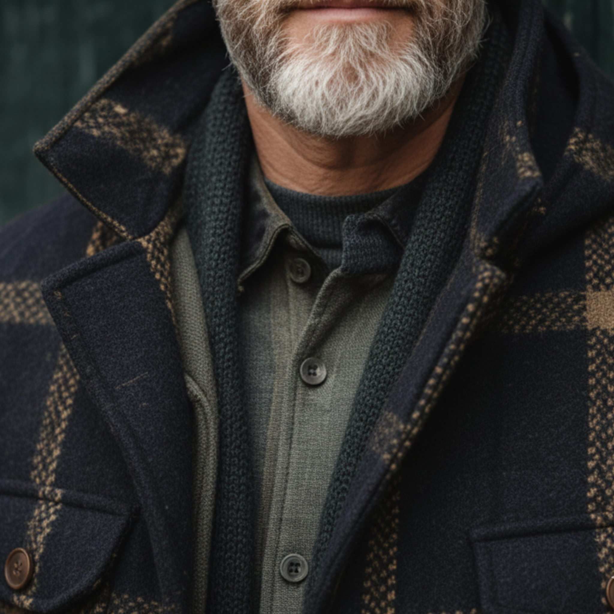 Men's Classic Retro Faux Plaid Wool Stand Collar Hooded Multi-Pocket Jacket MTA3033I3K