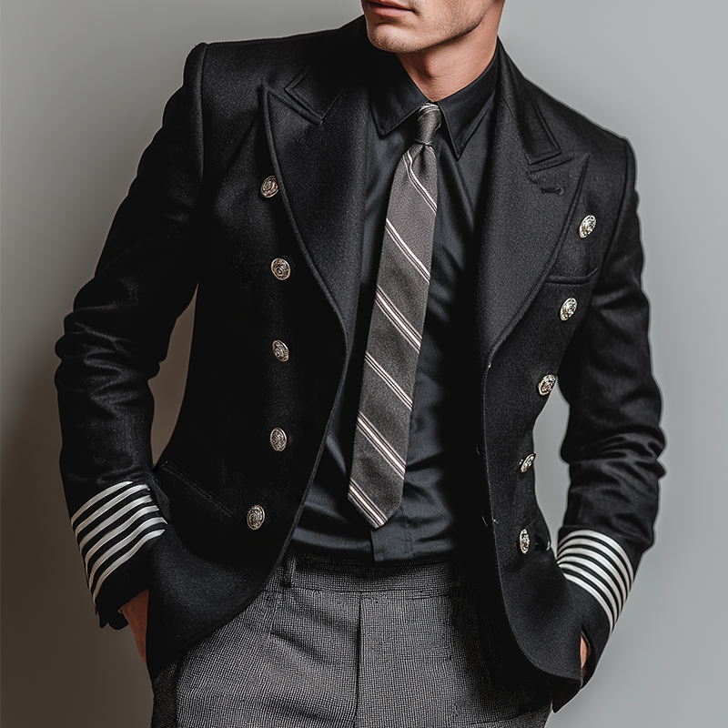 Men's Retro Casual Striped Blazer MTA1582I7TO