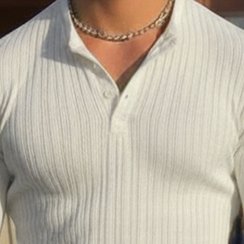 Men's Spring Fashion Ribbed Slim-fit Long-sleeve Henley Shirt MTZ2755A7P