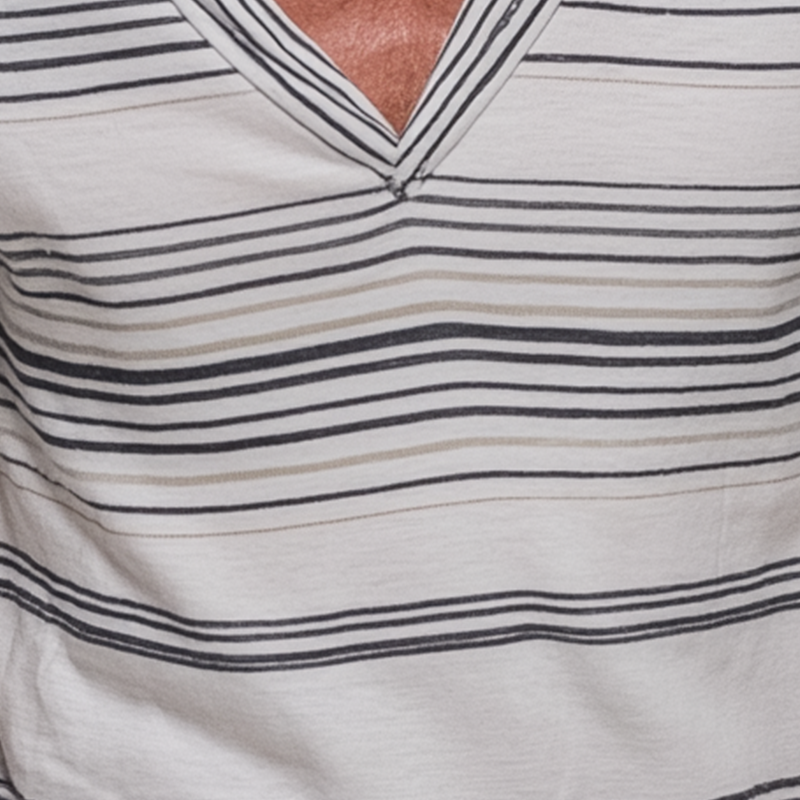 Men's Summer Striped Print Cotton Blended V-Neck Short Sleeve T-Shirt MTA1899G1P