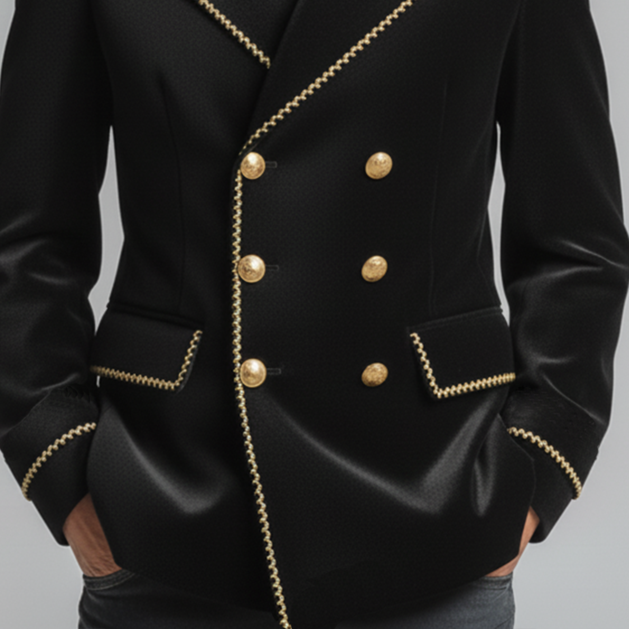 Men's Classic Vintage Lapel Embroidered Faux Velvet Double-breasted Jacket MTA0543L7K