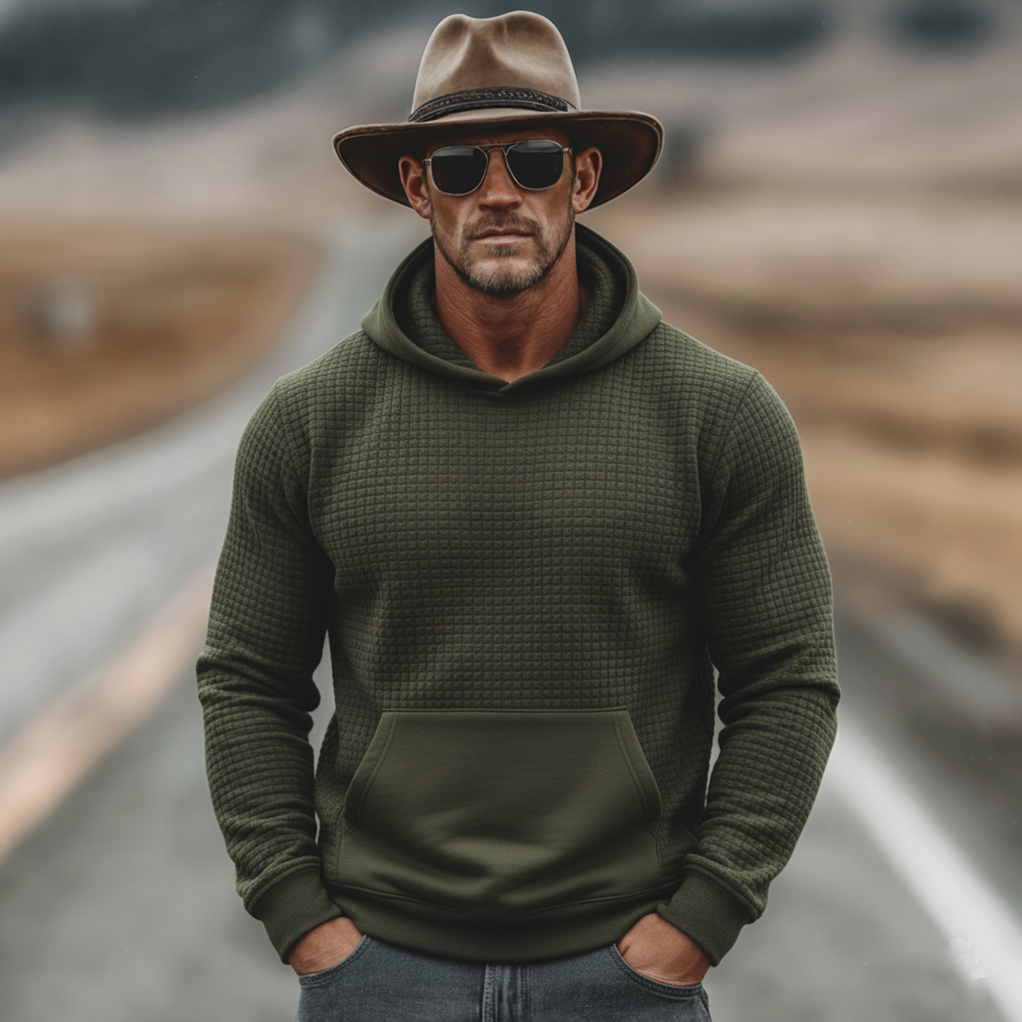 Men's Classic Retro Waffle Knit Air Layer Hoodie MTA1069L1K