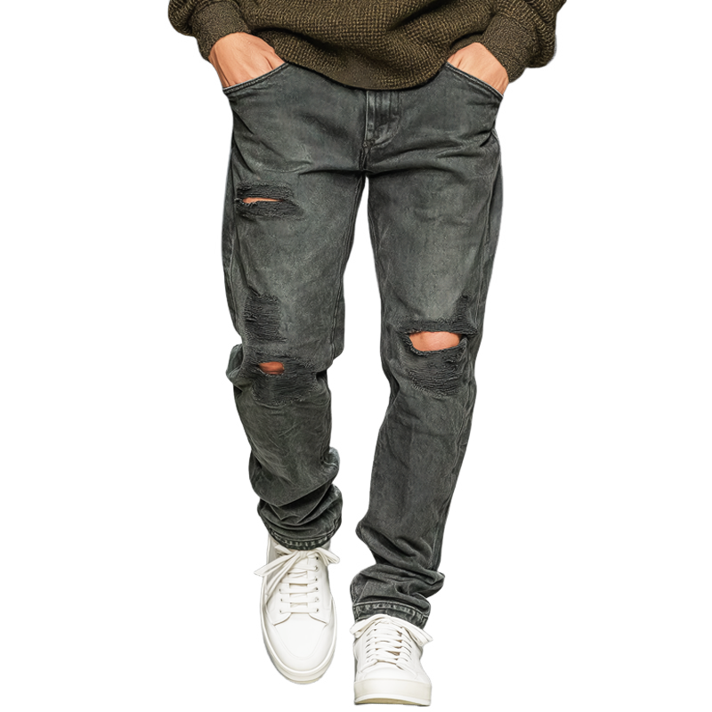 Men's Classic Straight-leg Ripped Jeans MTA2415J6U