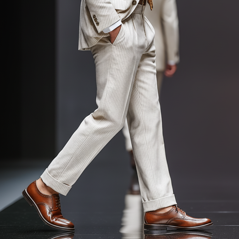 Men's Classic Cotton Blend Business Vertical Stripe Suit Pants MTA3033J1U