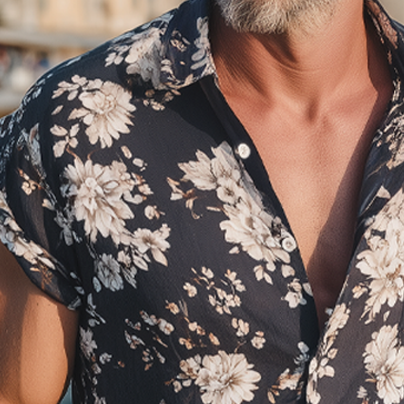 Men's Summer Floral Print Short Sleeve Shirt MTA0447G7U