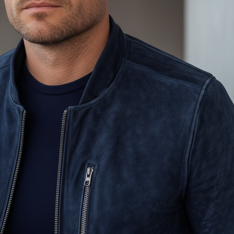 Men's Winter Retro Faux Suede Zip-Up Short Jacket MTA1309K0P