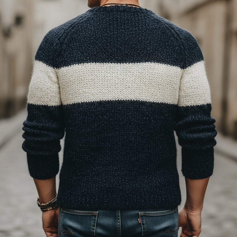 Men's Classic Color-blocked Henley Collar Slim Fit Sweater MTA0172K5U