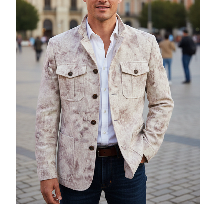 Men's Vintage Elegant Suede Button-Up Jacket MTA1595I4U