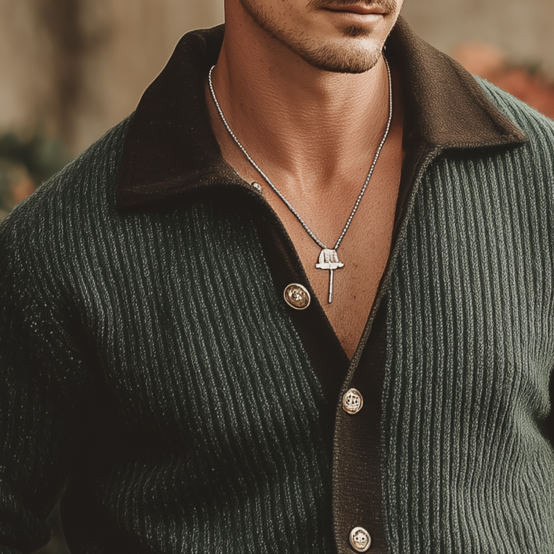 Men's Retro Colorblock Button Knit Cardigan MTA1457J4U