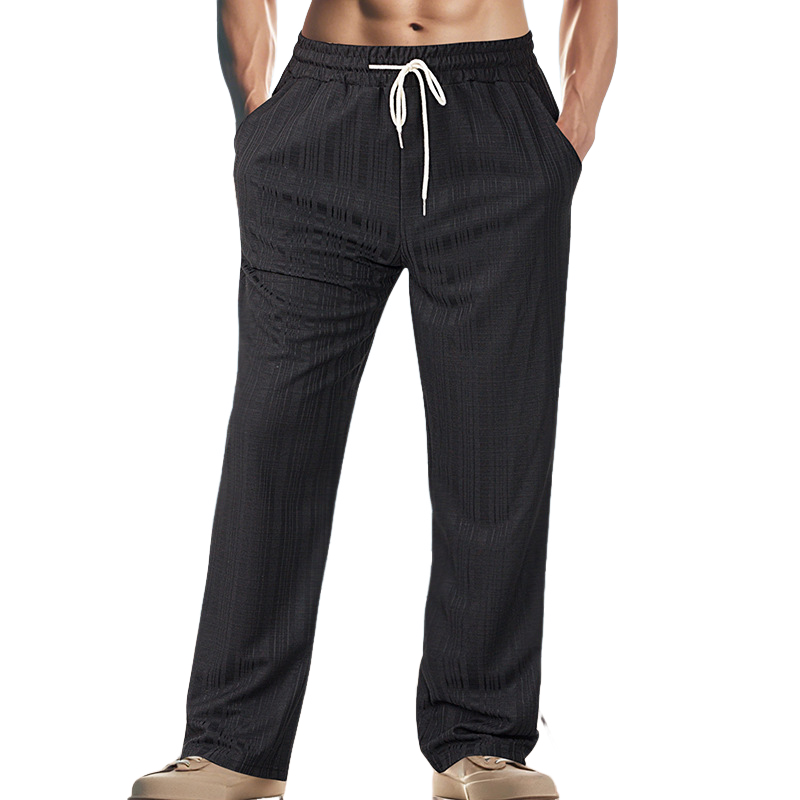 Men's Textured Drawstring Solid Color Casual Pants MTA1192F2X