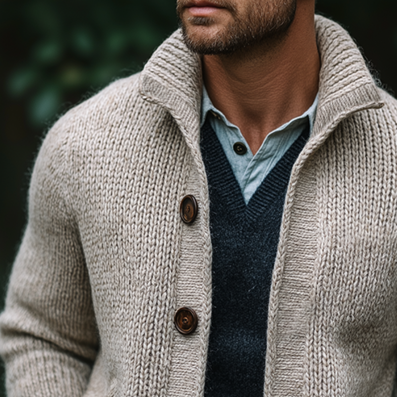 Men's Vintage Casual Knit Button Cardigan MTA2171J2TO