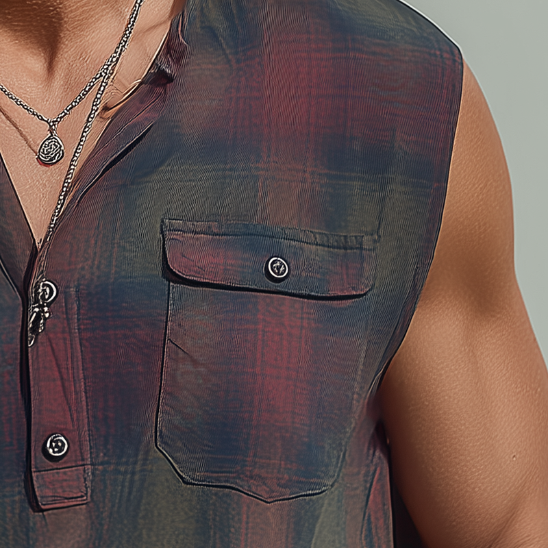 Men's Summer Fashion Contrast Print Cotton Blend Sleeveless Shirt MTA1699G4P