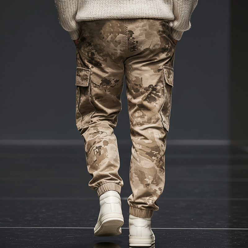 Men's Classic Khaki Camouflage Elasticated Lace-up Sports Pants MTA2421J8U