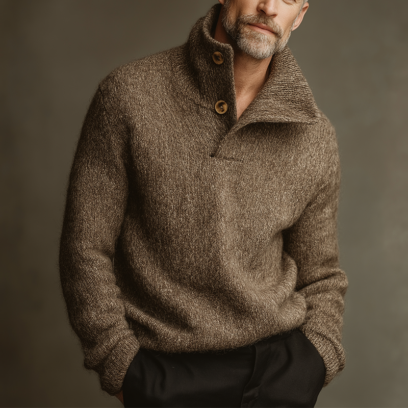 Men's Retro Casual Knitted Button Lapel Pullover Sweater MTA1654L8TO