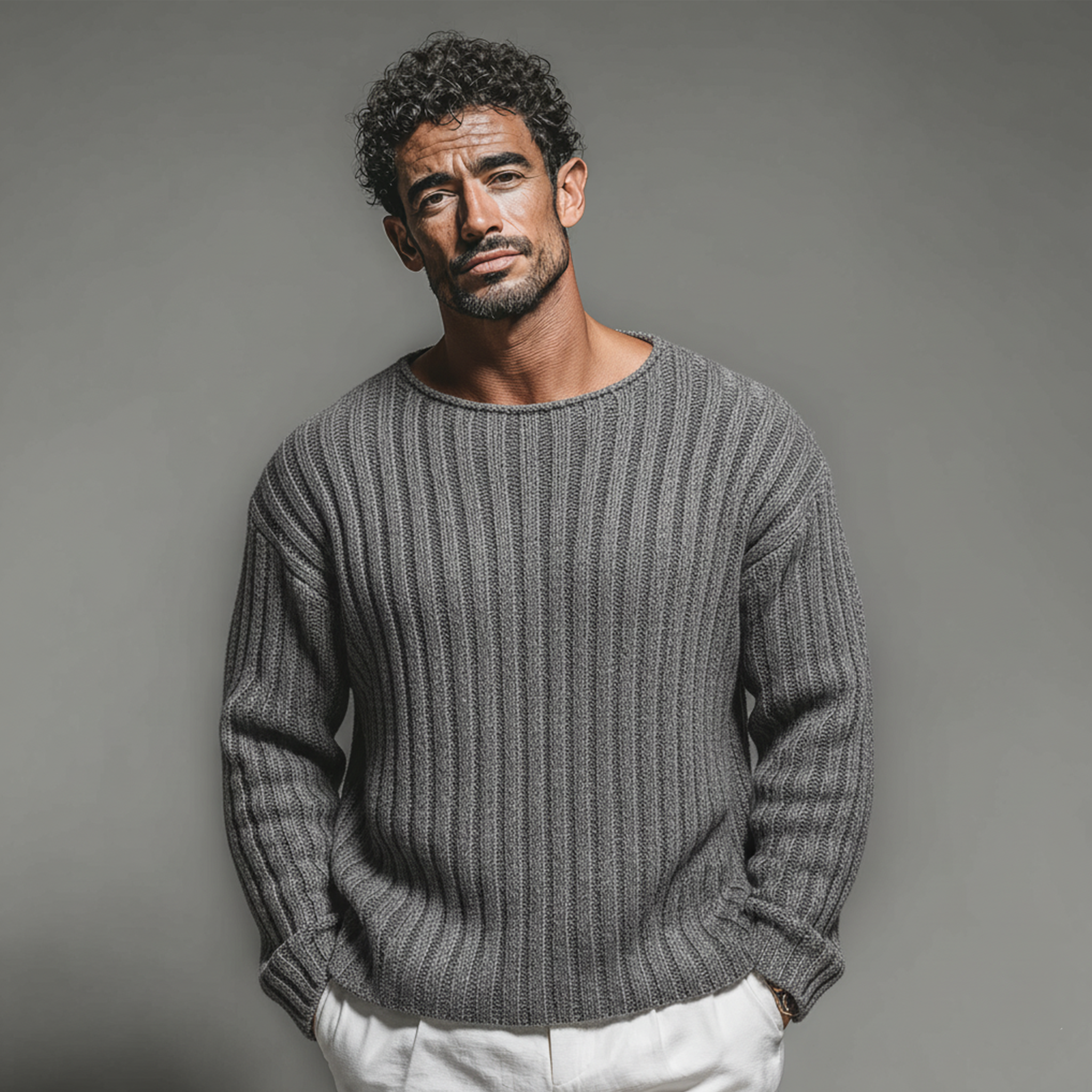 Men's Classic Casual Rugged Style Crew Neck Sweater MTA2730K0K