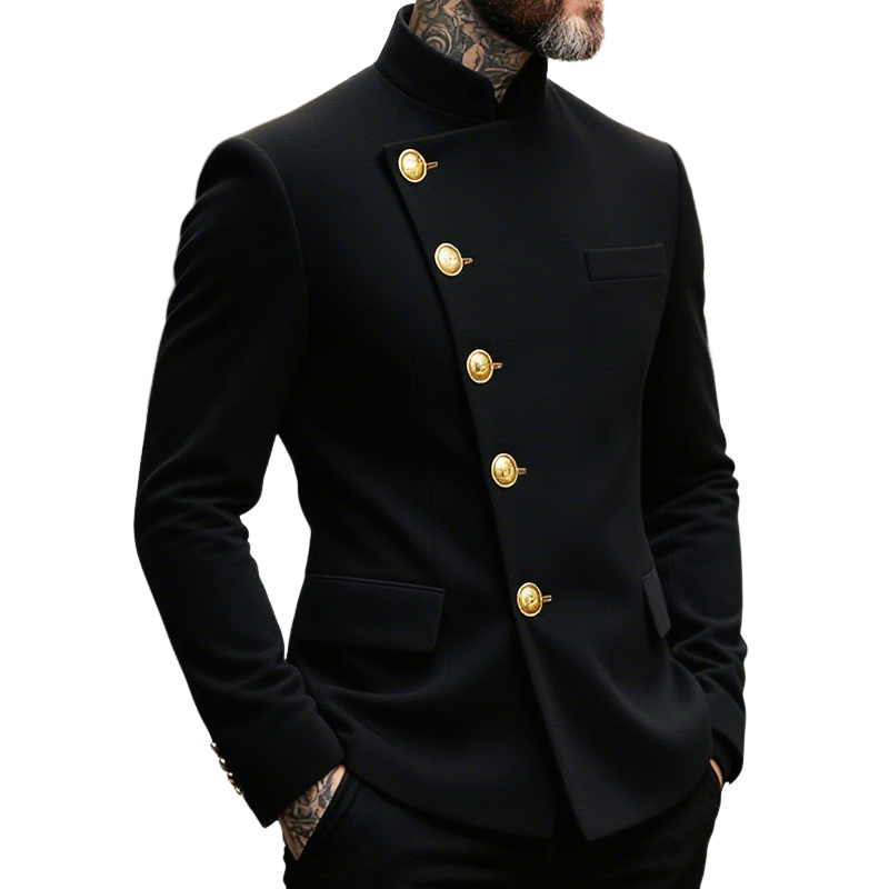 Men's Retro Casual Metal Button Stand Collar Jacket MTA2423J6TO