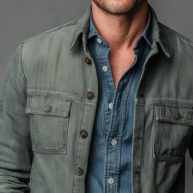 Men's Retro Casual Pure Cotton Washed Lapel Shirt Jacket MTA0189L6TO