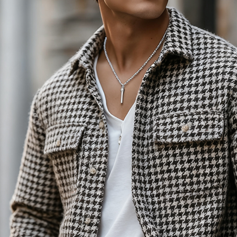 Men's Retro Casual Houndstooth Tweed Jacket MTA0458K2TO