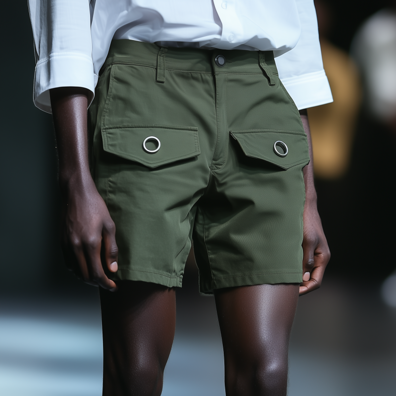 Men's Fashion Breathable Cotton Eyelet Decoration Multi-Pocket Loose Cargo Shorts MTA0609F3M