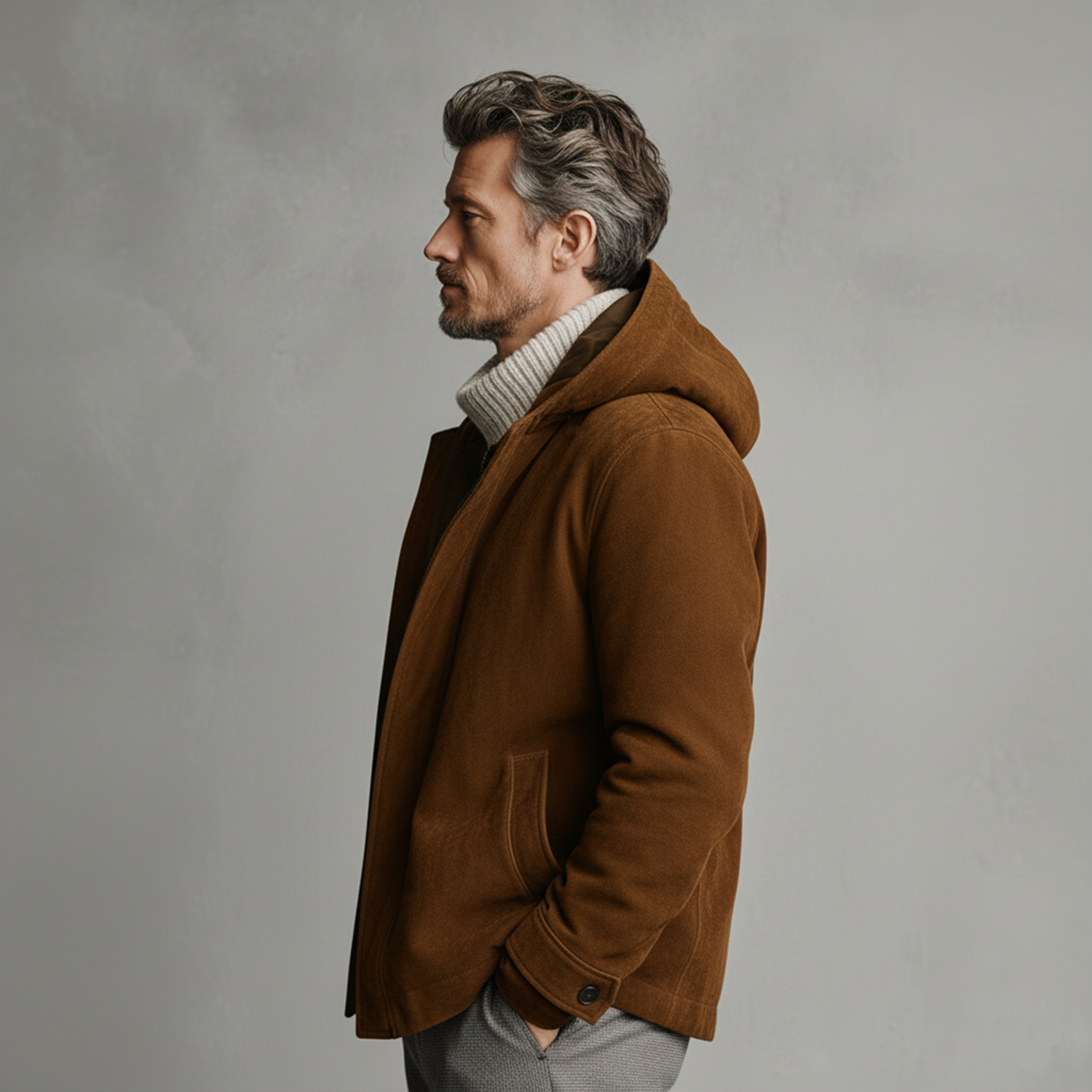Men's Classic Retro Western Faux Suede Hooded Zip-Up Jacket MTA2210J7K