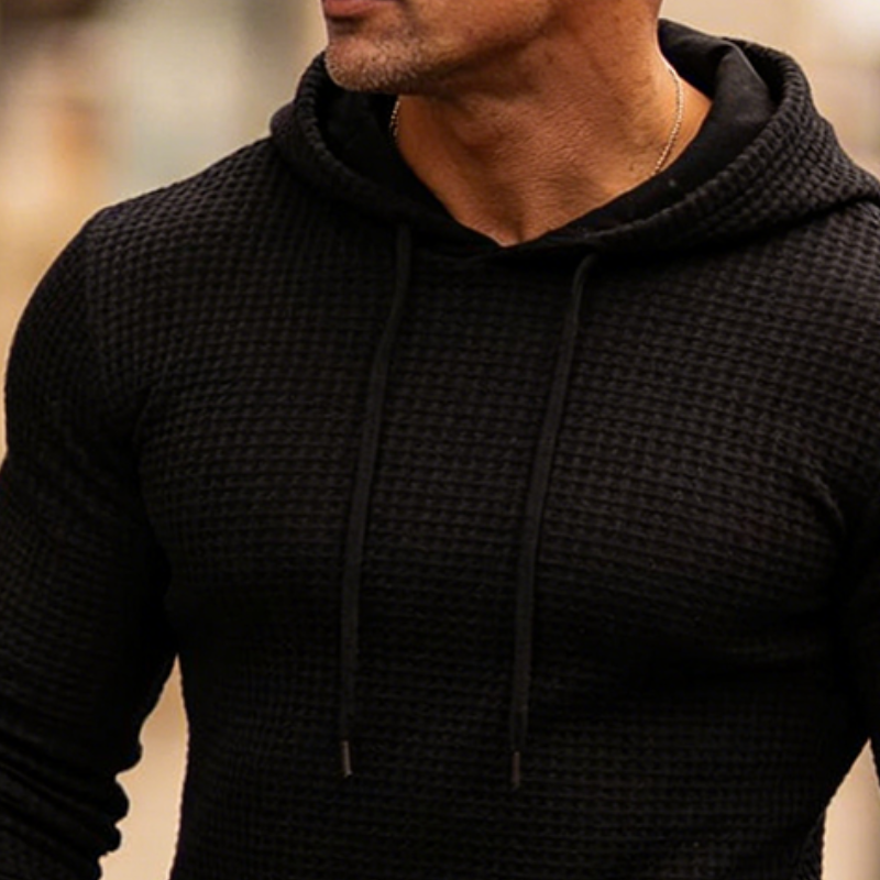 Men's Retro Casual Solid Color Waffle Hooded Sweatshirt MTA2402L0TO