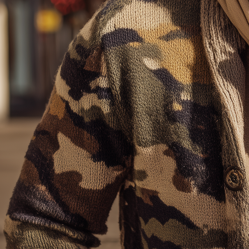 Men's Autumn Fashion Camouflage Knitted Cardigan MTA0748H8P