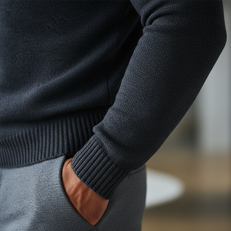 Men's Simple Cotton Yarn Knit Half-Zip Slim Fit Sweater MTA2648K5P