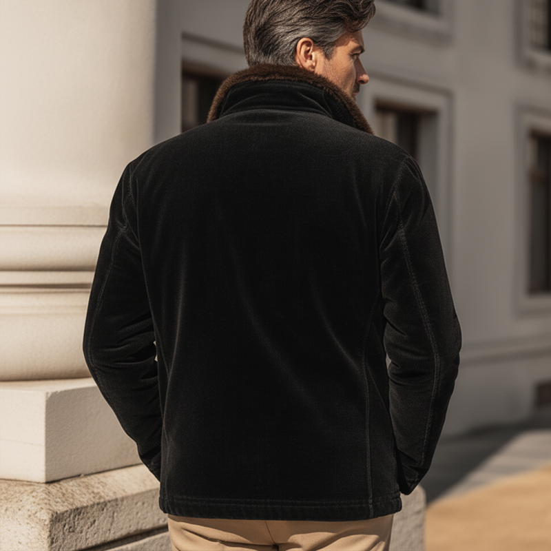 Men's Urban Corduroy Fur Collar And Zipper Jacket MTA2427K0U