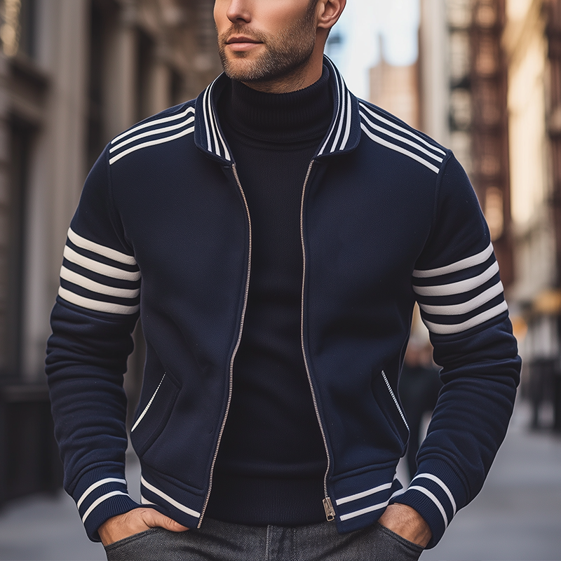 Men's Vintage Simple Cotton Blend Zip-up Jacket MTA1743L8P