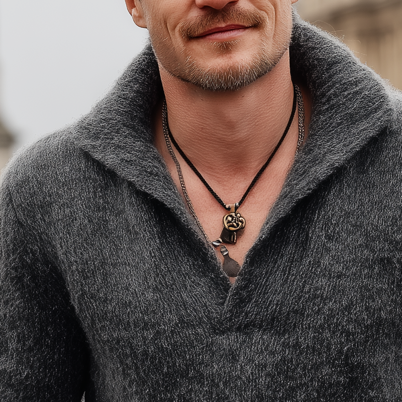 Men's Classic Dark Grey V-Neck Pullover Sweater MTA1708J1U