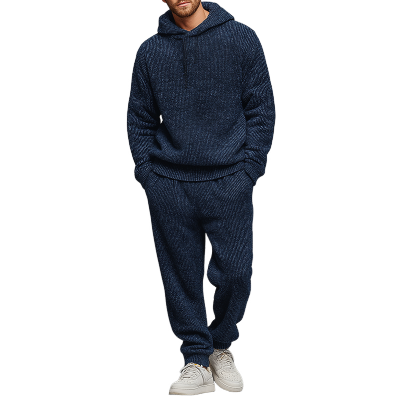 Men's Retro Casual Knit Hoodie And Pants Two-Piece Set MTA2819J9TO