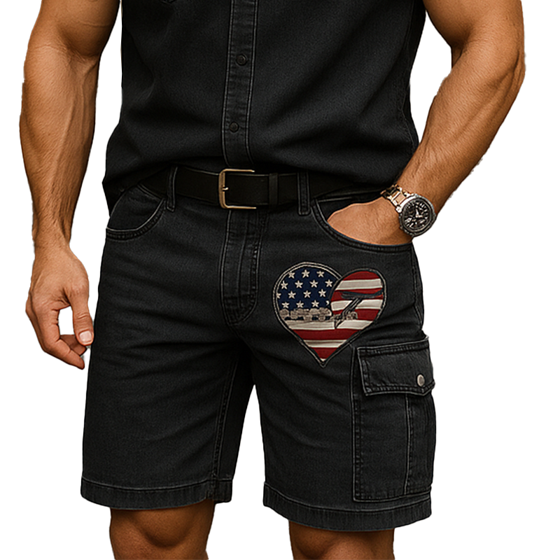 Men's Summer Fashion Patch Casual Denim Shorts MTA2052F2P