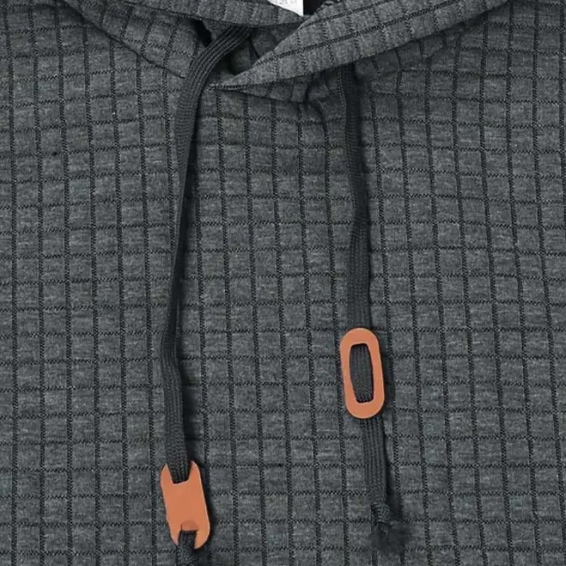 Men's Solid Color Plaid Textured Pullover Hoodie MTA0957J9X