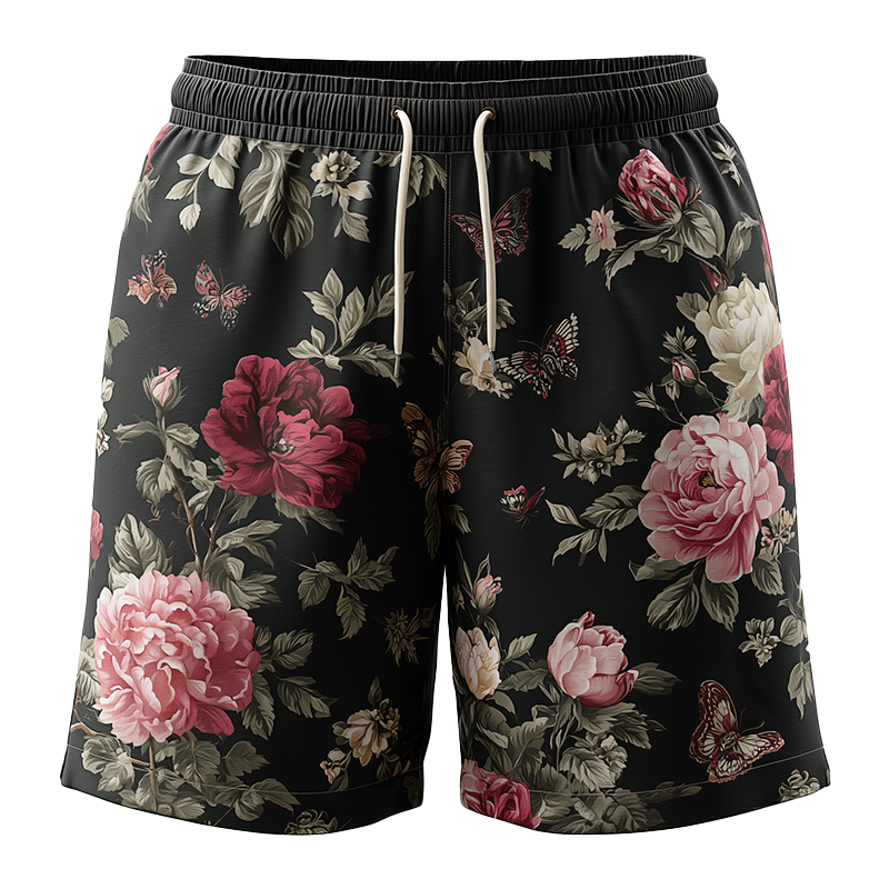 Men's Summer Fashion Flower Print Polyester Blend Casual Shorts MTA0212G8P